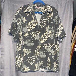 Tropical Leaf Print Button Down Shirt